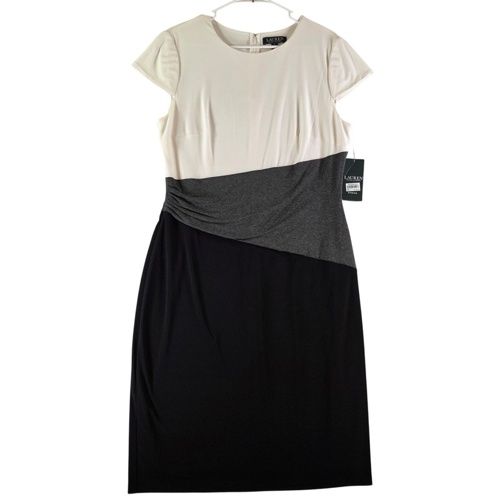 Lauren Ralph Lauren Colorblock Sheath Dress Size 14 NWT Professional